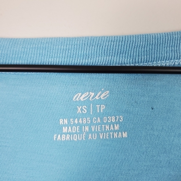 Aerie Blue Distressed Short Sleeve Tee Top XS - Picture 5 of 7
